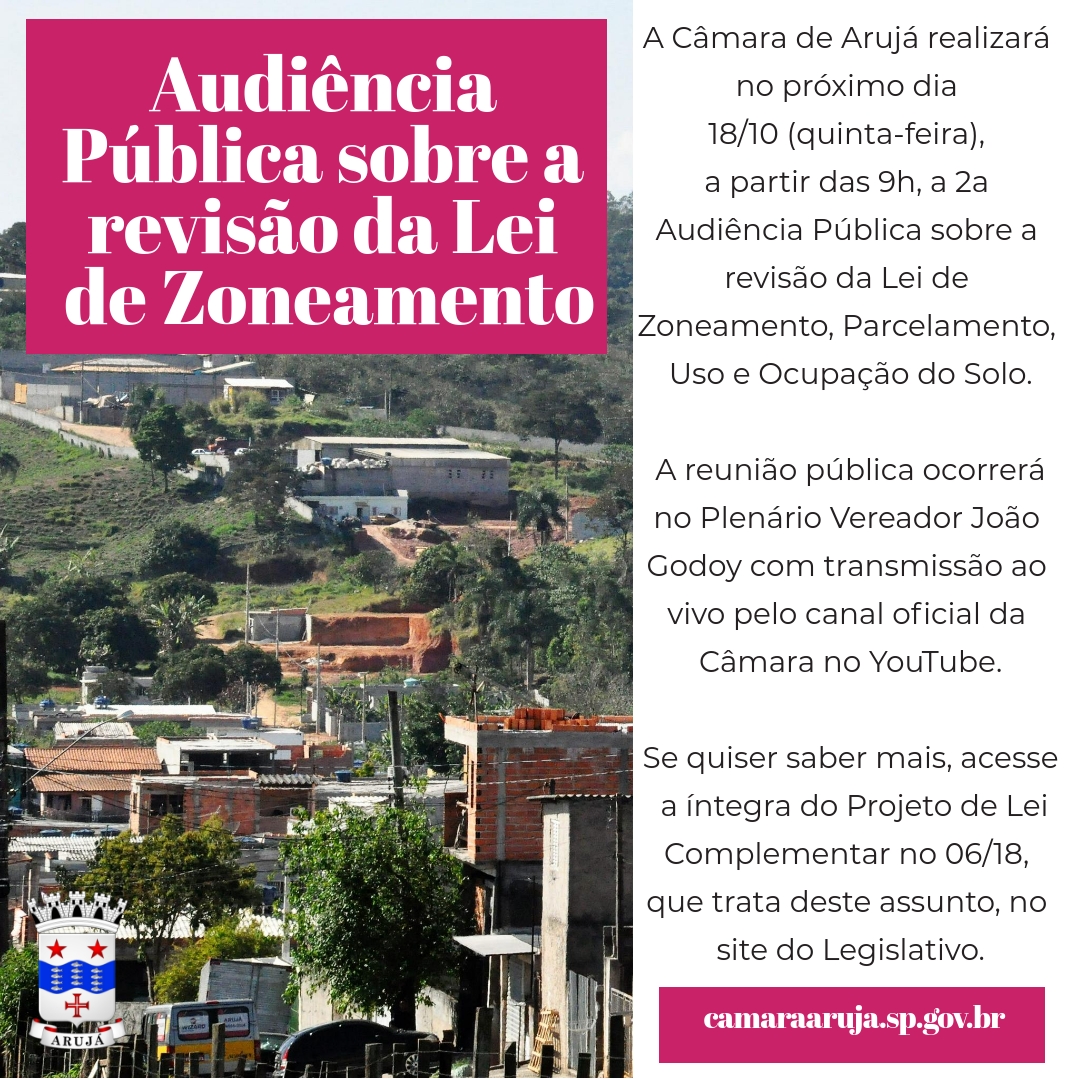 Legislativo fará 2ª audiência pública sobre a revisão da Lei de Zoneamento