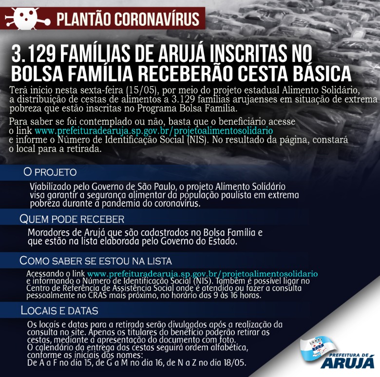 Covid-19: Estado inicia hoje (15/5) distribuição de cesta básica para beneficiários do Bolsa Família